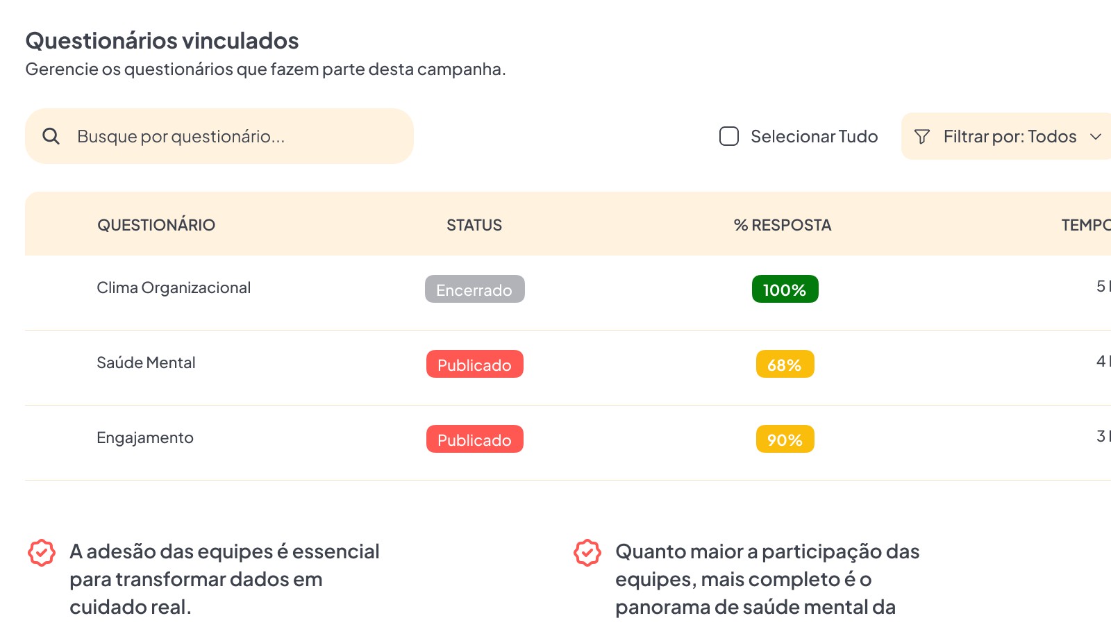 Tela de criação de campanha